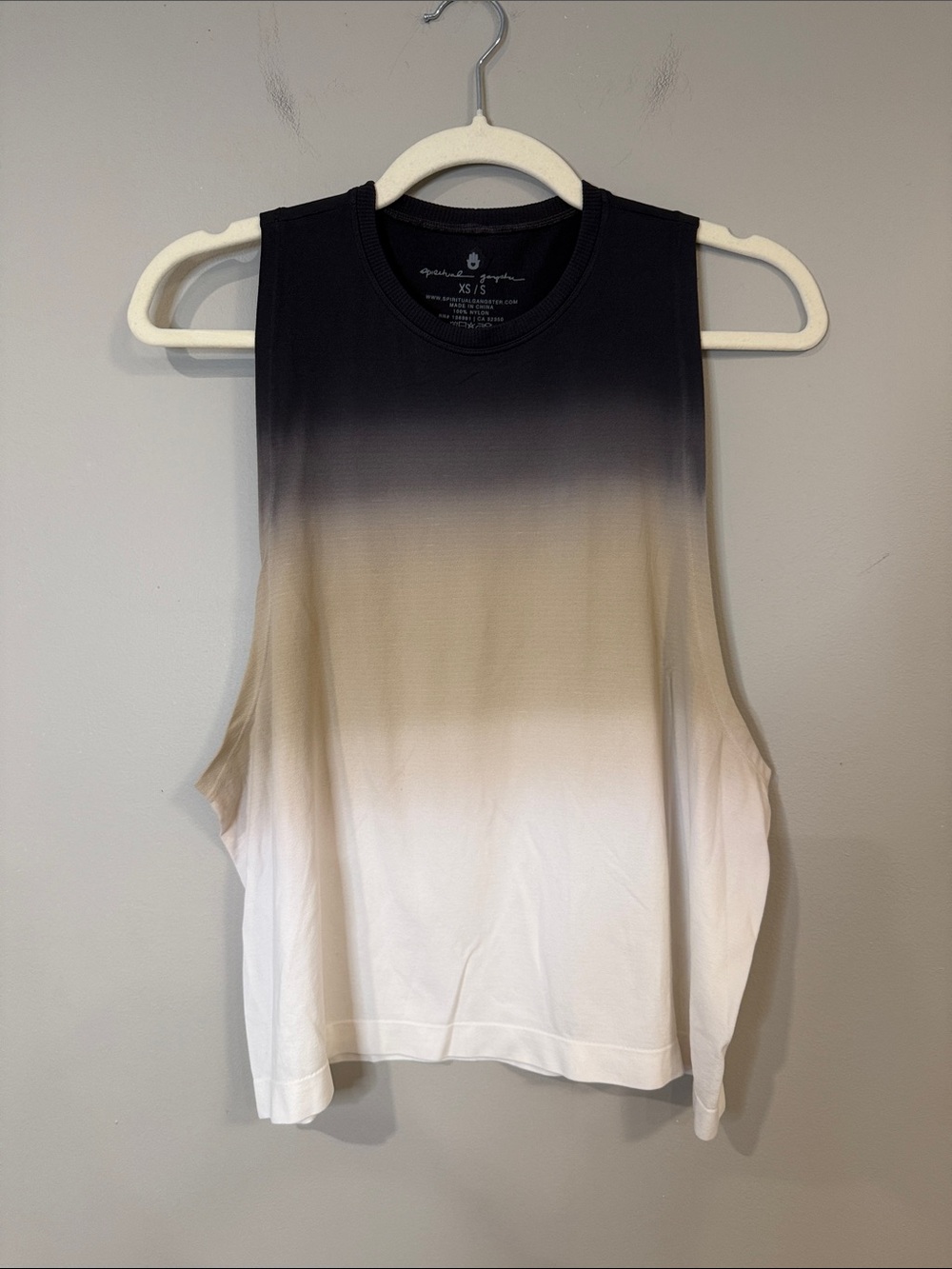 Spiritual Gangster Black to Cream Ombre Muscle tee shirt sleeveless soft fade